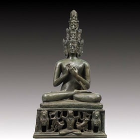 A Solemn Bronze Statue of Avalokitesvara, With Inscription