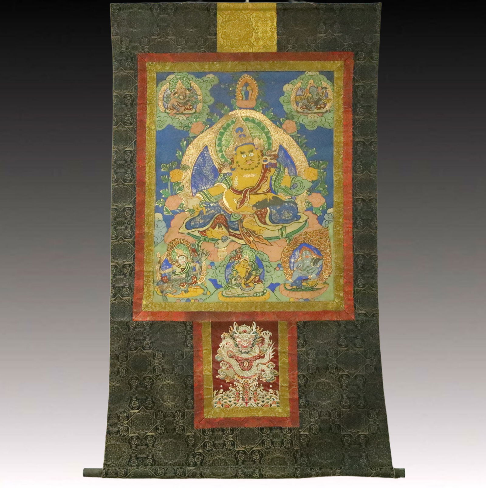A Rare Brocade Painted Color Statue of Mammon Tangka (1 of 10)