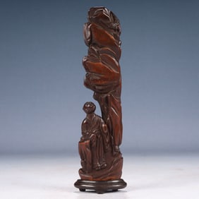 An Exquisite Zitanwood Figure Pattern Tripod Ornament
