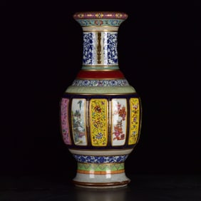 A Huge Enamel Eight Treasures Pattern Double-Ears Vase