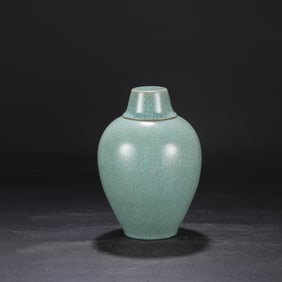 An Exquisite Ru yao Sky Blue Glazed Bottle,with an Imperial Poem by Emperor Qianlong