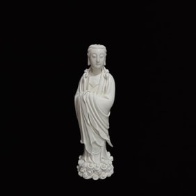 A Solemn Blance-De-Chine Statue of Avalokitesvara