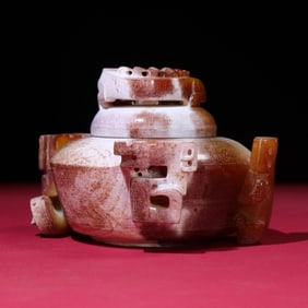 An Exquisite White Jade Chi-Dragon Pattern Censer