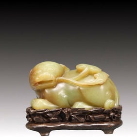 A Precious Yellow Jade Auspicious Beast Ornament