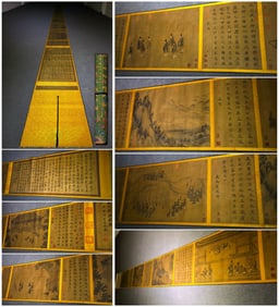 A Chinese Hand Scroll Ink Painting of Figure and Story on Silk