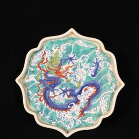 An Exquisite Doucai Seawater and Dragon Pattern Brush Washer
