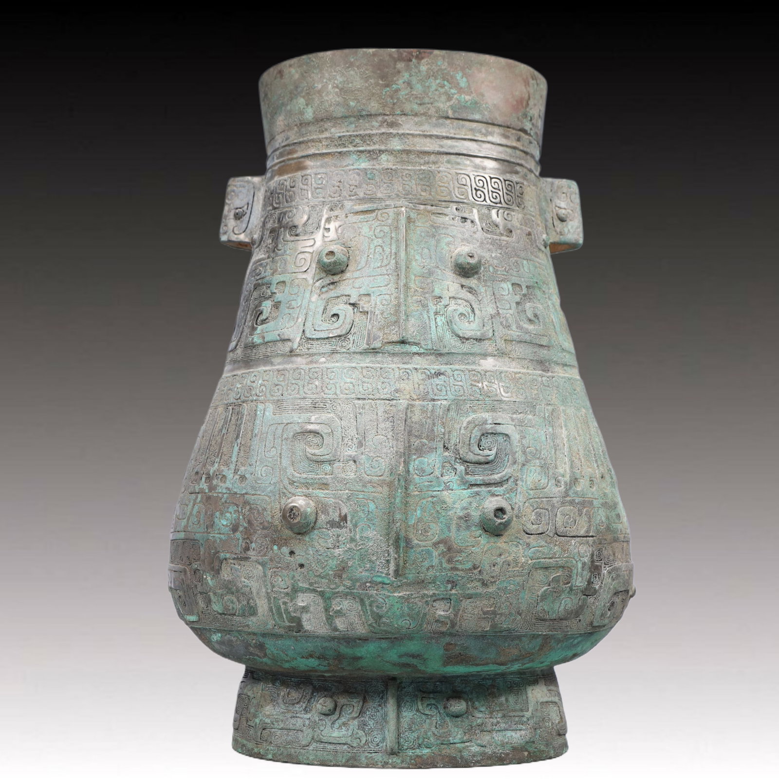 A Precious Bronze Beast-Face Pattern Double-Ears Vase,With Inscription (1 of 10)
