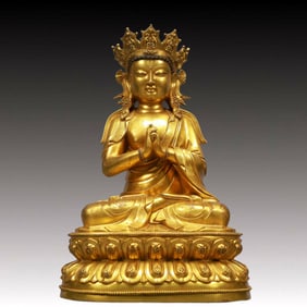 A Solemn Gilt Bronze Statue of Sakyamuni