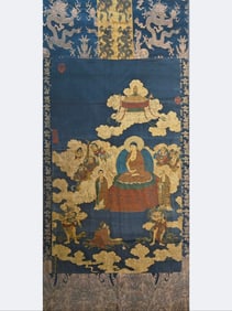 Palace Brocade Sakyamuni and Four Heavenly Kings Statue Thangka