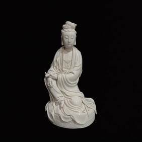 A Solemn Blance-De-Chine Statue of Avalokitesvara