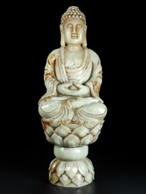 An Exquisite White Jade Statue of Bodhisattva