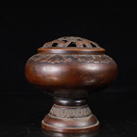 A Rare Bronze Flower Pattern Censer