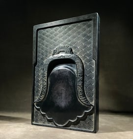 A Rare Seawater Pattern Inkstone,With Poem