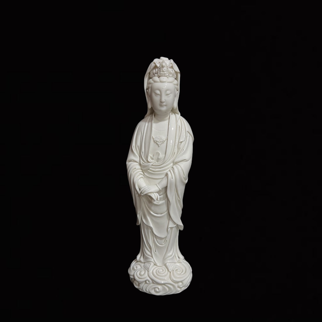 A Solemn Blance-De-Chine Statue of Avalokitesvara (1 of 8)