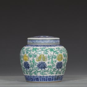 An Exquisite Doucai Eight Treasures Pattern with Cover Jar