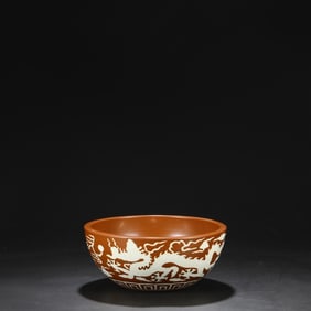 An Exquisite Purple and Gold Glazed Dragon Pattern Brush Washer