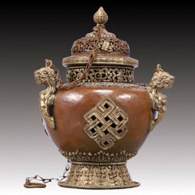 A Rare Bronze Dragon-Ears Censer