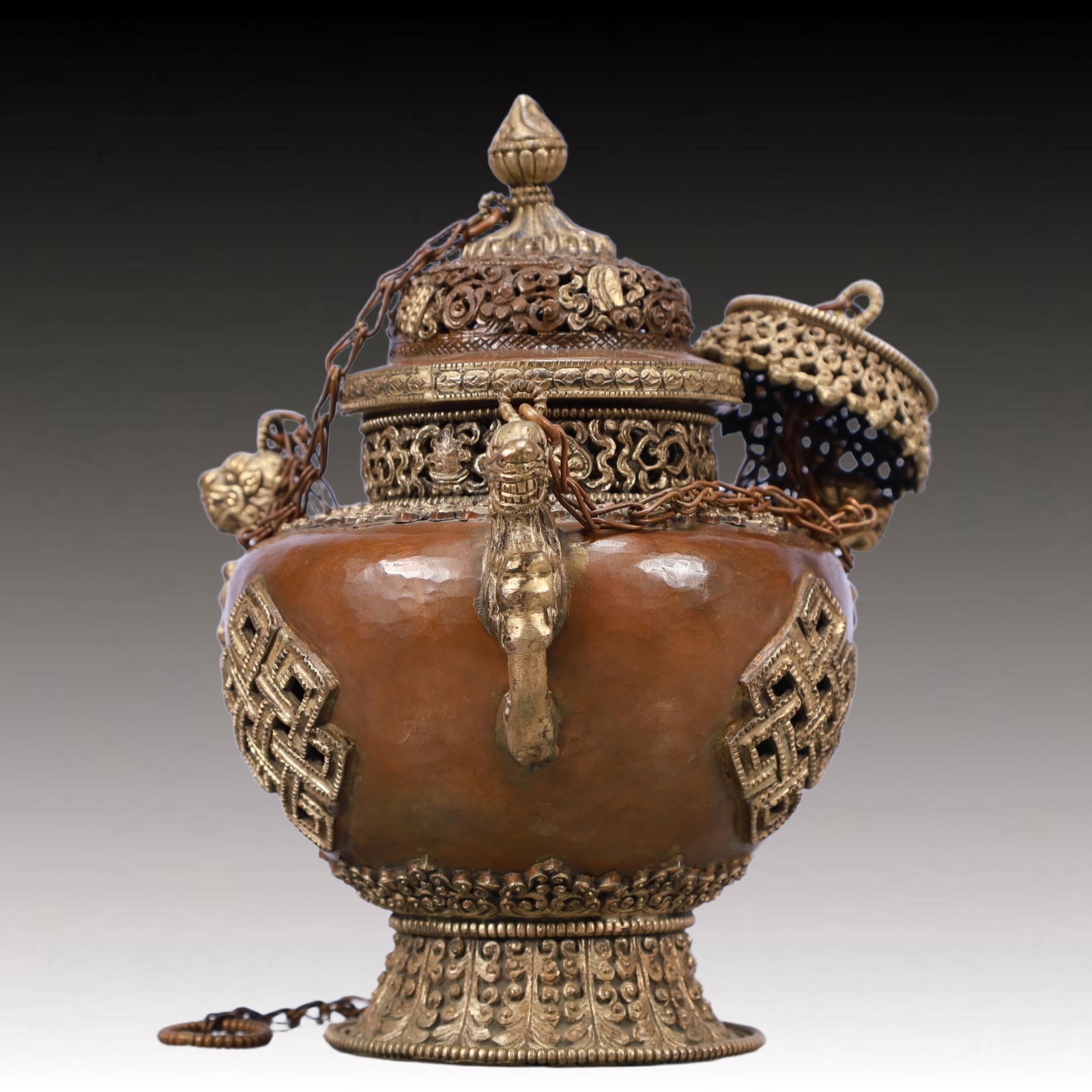 A Rare Bronze Dragon-Ears Censer - 2