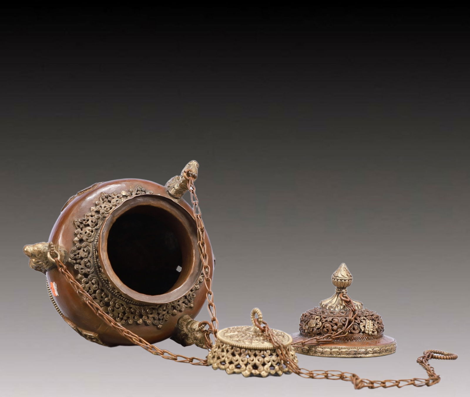 A Rare Bronze Dragon-Ears Censer - 4