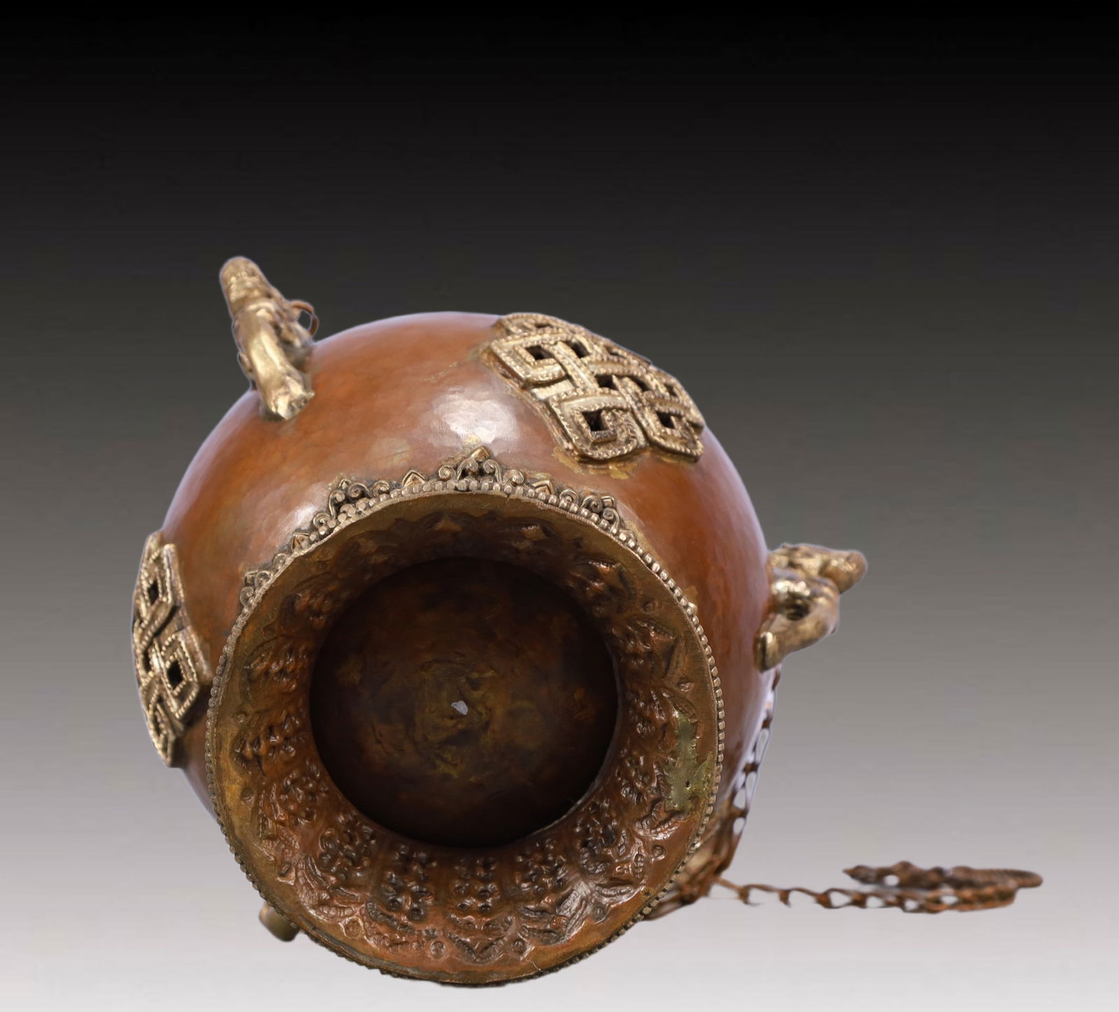 A Rare Bronze Dragon-Ears Censer - 5