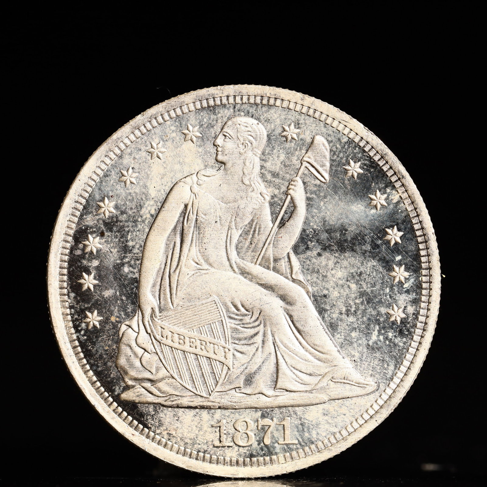 USA One Dollar 1871 Coin: American coin. IN GOD WE TRUST / LIBERTY / 1871 / UNITED STATES OF AMERICA / ONE DOL. Weight:26.9g.
