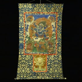 A Rare Brocade Painted Color Statue of Vajra Tangka