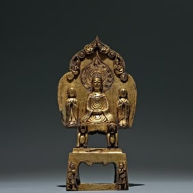 A Solemn Gilt Bronze Statue of Bodhisattva,with Inscription