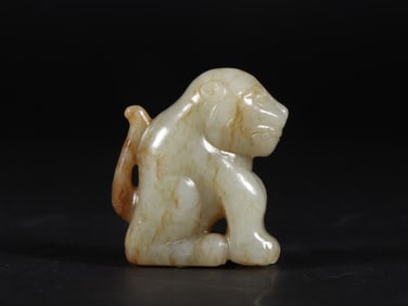 An Exquisite White Jade Monkey Ornament