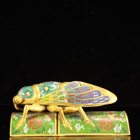 An Exquisite Cloisonne Flower Pattern Cicada Ornament