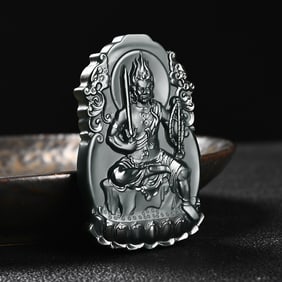 An Exquisite Cyan jade Statue of Bodhisattva Pendant