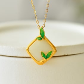 An Exquisite Sterling Silver-Gold Plated Inlaid White Jade Pendant