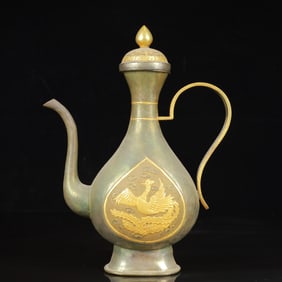An Exquisite Gilt Silver Phoenix Pattern Ewer