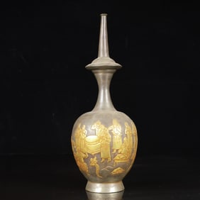 An Exquisite Gilt Silver Figure Pattern Vase,with Poem