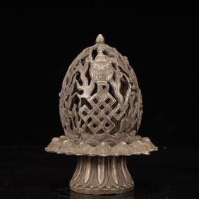 An Exquisite Silver-plated Copper Eight Treasures Pattern Censer