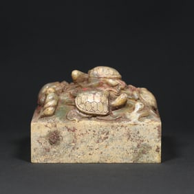 An Exquisite White Jade Turtle Seal
