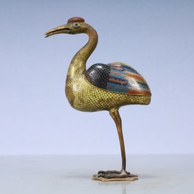 A Exquisite Cloisonne Crane-Form Censer