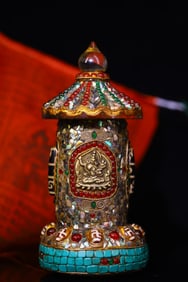 An Exquisite Crystal Inlaid Gems Pagoda