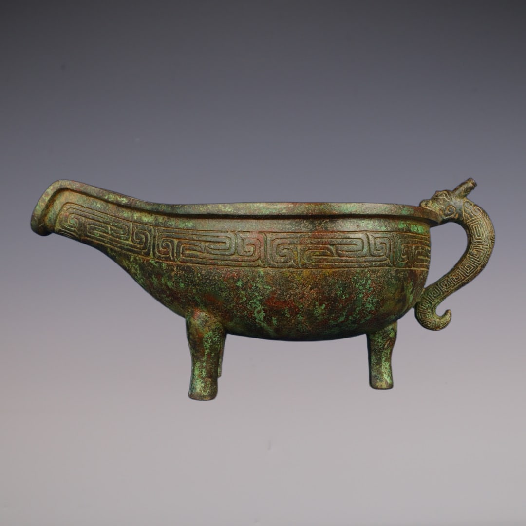 An Exquisite Bronze With Inscription Tripod Ewer (1 of 9)