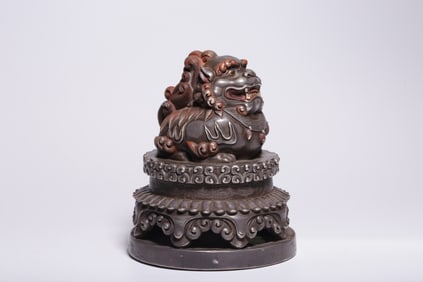 An Exquisite Bronze Inlaid Silver Auspicious Beast Seal