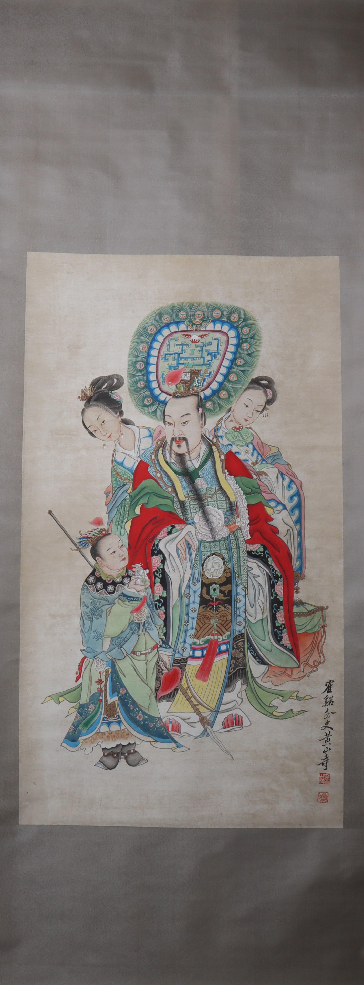 A Chinese Vertical Scroll Ink Painting of Character and Story on Paper (1 of 4)