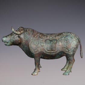 An Exquisite Bronze With Inscription Buffalo Ornament