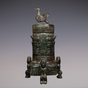 An Exquisite Bronze Beast-Face Pattern Censer