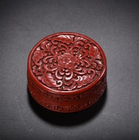 An Exquisite Carved Red Lacquer Flower Pattern Box