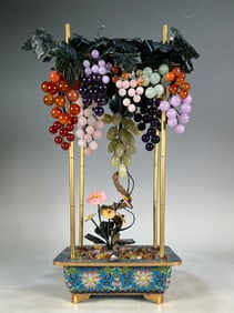 An Exquisite Cloisonne Inlaid Gems Bonsai