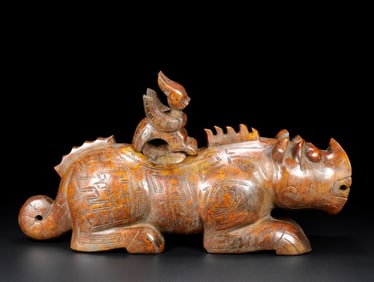 An Exquisite White Jade Tiger-Shaped Censer Ornament