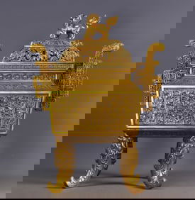 An Exquisite Gilt Bronze Lotus Pattern Double-Ears Censer