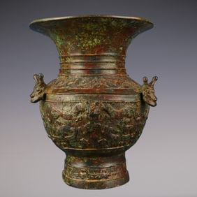 An Exquisite Bronze Auspicious Beast Pattern Vase