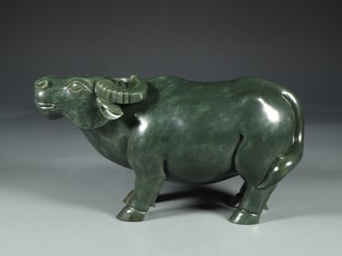 An Exquisite Jasper Buffalo Ornament