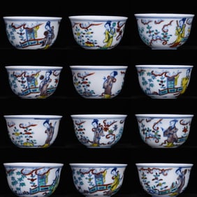 A Set of Fine Doucai Character and Story Pattern Cup