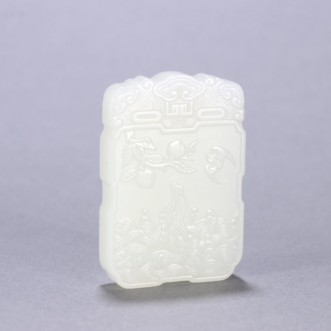 An Exquisite White Jade Bats and Peach Pattern Brand (1 of 9)